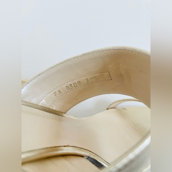 Christian Dior Gold/ Champagne logo embellished high heel mules EU 37.5 - Picture 6 of 10